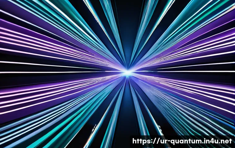 양자통신 네트워크 - **Prompt:** A highly futuristic and abstract representation of an impenetrable quantum communication...