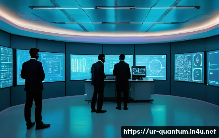 양자암호화의 발전 - A futuristic quantum cryptography laboratory set in a modern Pakistani research institute, featuring...