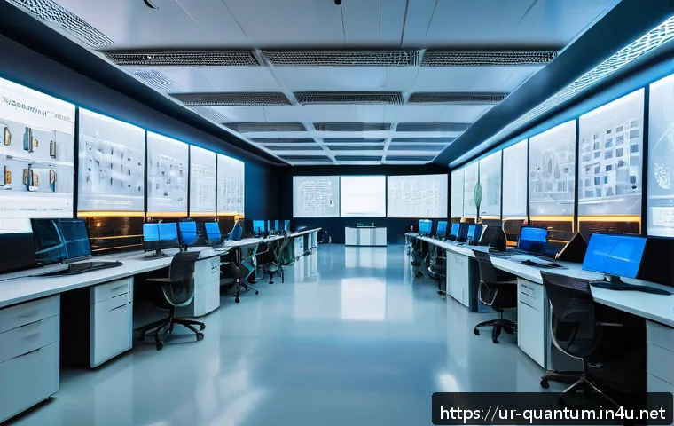 양자컴퓨터와 고급 계산 - A futuristic quantum computing laboratory in Islamabad, Pakistan, showcasing scientists of diverse b...