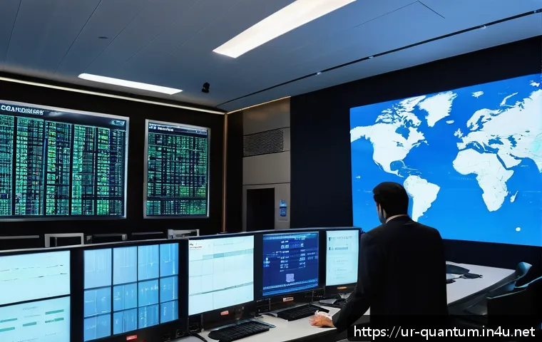 양자컴퓨터의 법적 규제 - A sophisticated government control room setting in Islamabad, Pakistan, showing diverse officials mo...